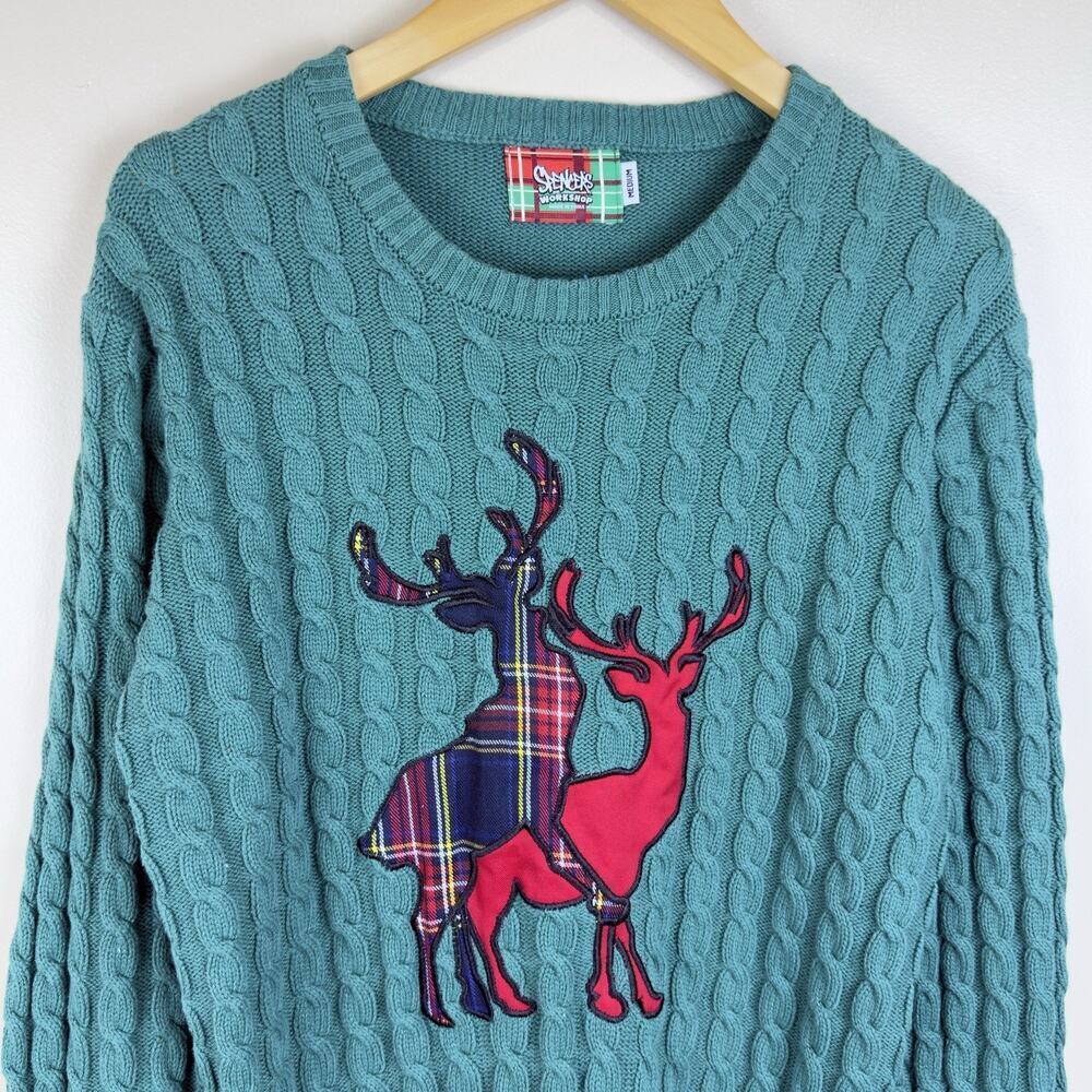 Spencers Unisex’s Cable Knit Christmas Reindeer Novelty Holiday Sweater Size M - Picture 3 of 11